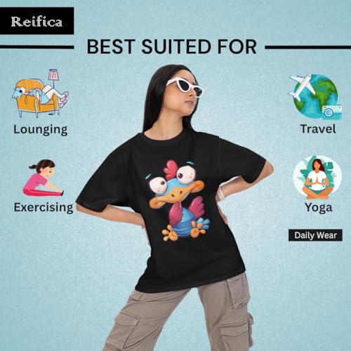 Image of Reifica 100% Pure Cotton Oversized Loose Fit Tshirts for Women