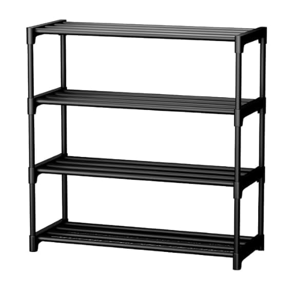 Plastic 4 Tier Shoe Rack | Durable Shoe Organizer for Home | Black-image-41