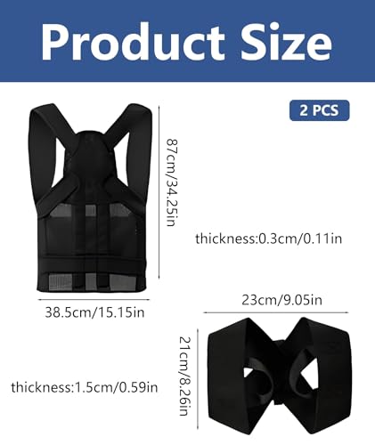 Image of Posture Corrector Belt for Men, 2-Piece Set Back Pain Relief Belt, Posture Corrector for Women, Adjustable Back Posture Corrector Unisex Shoulder Support