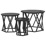 zylophax Nesting Beistelltisch Set 3-teilig Schwarz Eichen-Optik mit Stahlrahmen, Couchtisch modern und mehrstufig, ideal als Sofatisch und Kaffeetisch für Wohnzimmer und Lounge
