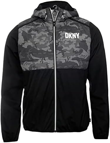 DKNY Mens Camo Full Zip Windproof Moisture Wicking Breathable Golf Jacket