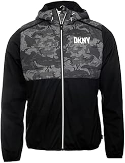 DKNY Mens Camo Full Zip Windproof Moisture Wicking Breathable Golf Jacket