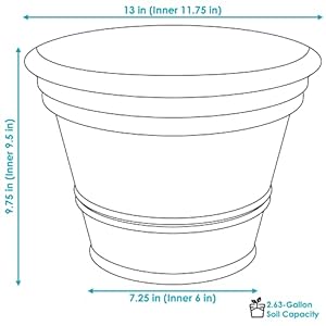 Sunnydaze Laurel 13" Outdoor Double-Walled Polyresin Planter with UV-Resistant Rust Finish Sunnydaze Laurel 13 Outdoor Double Walled Polyresin Planter with UV Resistant Rust Finish