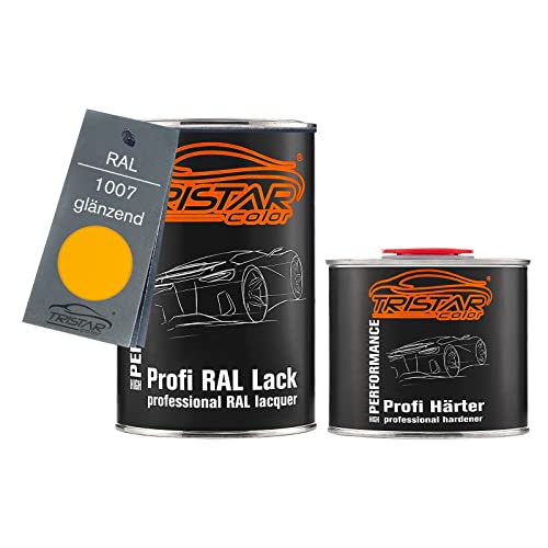 RAL 1007 Gelb brillant Pot de peinture automobile 2K 1,5 litre / 1500 ml durcisseur inclus