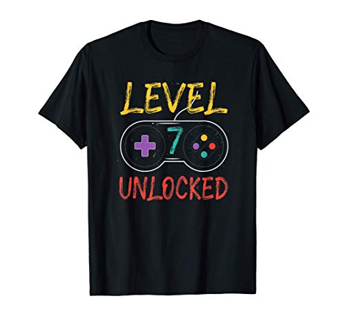 Videojuego Divertido De Cumpleaños Level 7 Unlocked Camiseta