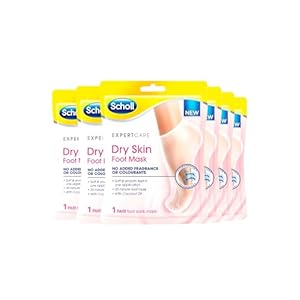 Scholl ExpertCare Dry Skin Foot Mask – Nourishing Foot Mask with Coconut Oil, Urea, and Shea Butter – 24-Hour Moisture for Dry Foot Skin – 6 Pairs of Foot Mask Socks, One Size