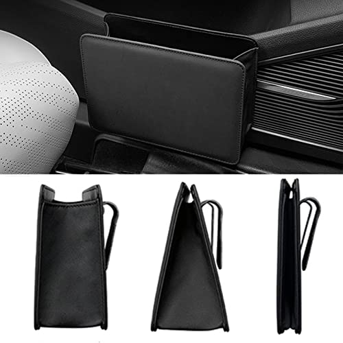 Accmor Car Trash Can, Leather Vehicle Trash Bin Car Dustbin Garbage Organizer Holder with 30 Pcs Trash Bags, Foldable Hanging Mini Cars Storage Bag Container for Auto, SUV (Black)