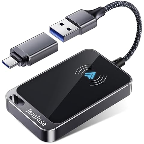 Jemluse Android Auto Wireless Adapter, Innovative Instant Connection via NFC Converts Wired to Wireless for Factory Wired Android Auto Car, Wireless Dongle Fit for Android 11+ & Cars from 2017 Cover