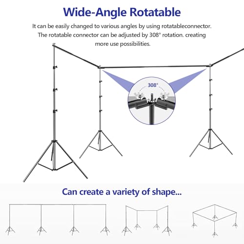 SLOW DOLPHIN Photo Studio Background Stand Support Kit Backdrop Stand, 40ft (Wide) x 8.5ft (Tall) Square Large Adjustable Backdrop Stand with Rotatable Connector, Carry Bag, Sand Bags Clamps.