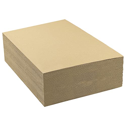 Image of Golden State Art 50 Pack 11x14 Corrugated Cardboard Sheet 1 /8 inch Flat Inserts | Large Flat Layer Pads, Corrugated Card Board Inserts for Shipping, Packing, Mailing or DIY Art Crafts, Box Dividers (Brown)