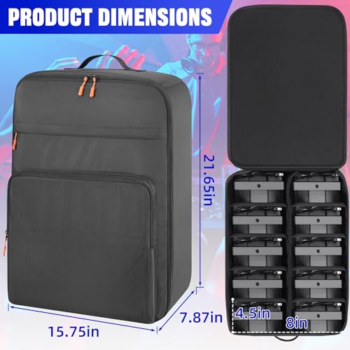 Aleemin Par Light Bag Soft Padded for 10 Par Lights, Stage Lighting Case with Removable Dividers & Backpack-strap & Handle, Lights Bag with Large Pocket for Par Light, Spotlight, Led Light, DJ Light - Thumbnail 6