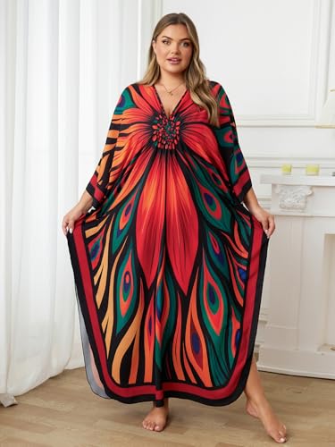 Image of Kaftan Dress for Women - Plus Size Caftan Maxi Beach Dress Moo Moos Loungewear, Swimsuit Cover Up for Beach, Pool or Vacation