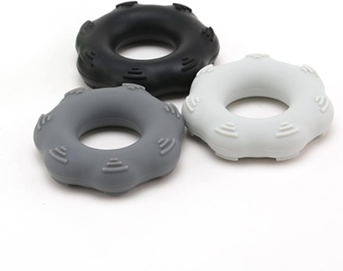 3 Pcs Hand Strengthener Grip Rings Light Grey Dark Grey Black Silicone Massage Rings for Pressure Relief Rehabilitation Comfortable Hand Exercise Tools