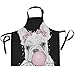 MNSRUU - Grembiule da cucina con bulldog francese, per cucinare, giardinaggio, grembiule per donne, uomini e ragazze, con tasche