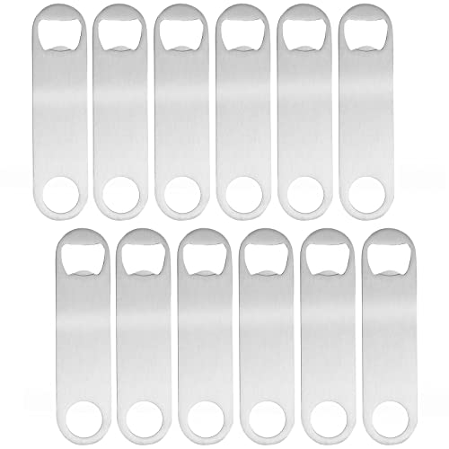 Stainless Steel Flat Bottle Openers Bulk Set For Bartender, Bar Supplies, Restaurant (4.8 X 1.2 Inches, 12 Pack) #TOP10