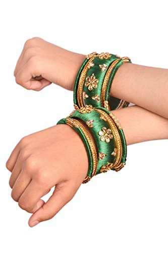 Image of NMII Get your traditions Valentine Gift for Girls & Women Silk Thread Bangle Set With Zircon For Womne & Girls