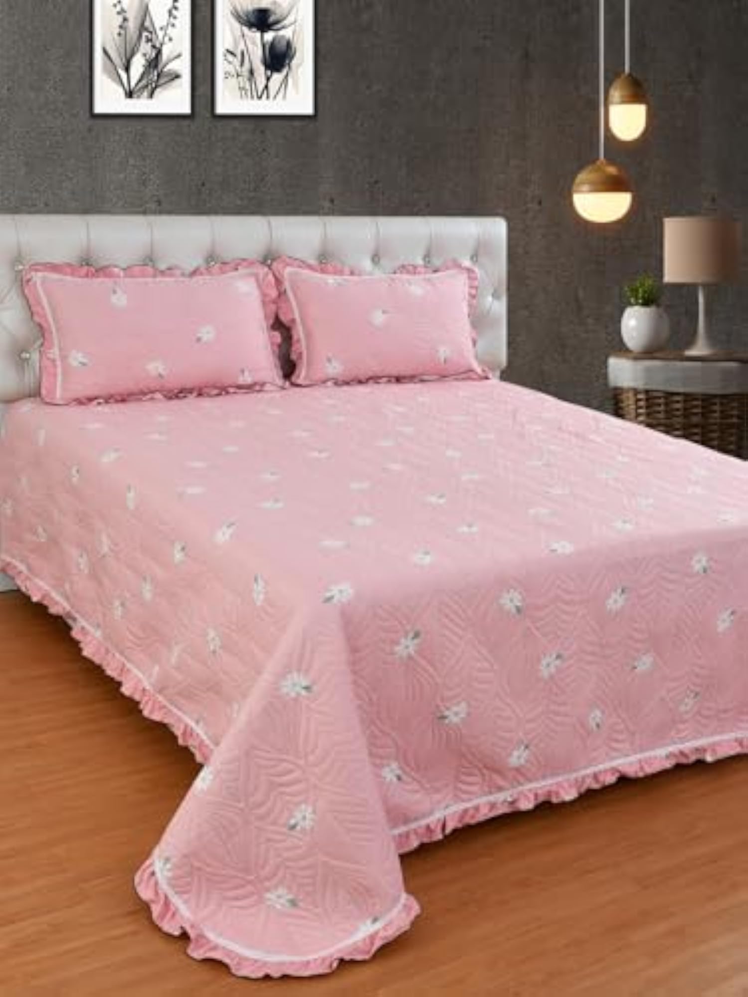 Luxury & Premium Glace Cotton Self Printed Bed Cover