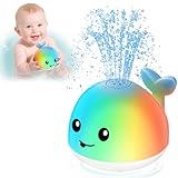 Baby Bath Toys, Light Up Whale Bath Toy Sprinkler for Babies 6-12-18 Months, Bath Toys for Kids 1-3, Toddler Fountain Bathtub Toys, Baby Pool Toys for Toddlers 1-3 Girls Boys Summer Birthday Gifts