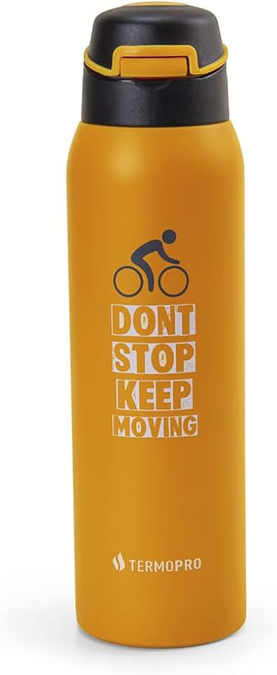 TERMOPRO Squeeze Térmico Laranja 450 ml Termopro Garrafa Aço Inox Sport Bike Fitness Bico Anatômico e Fast Click Bebidas Geladas 12h / Quentes 6h