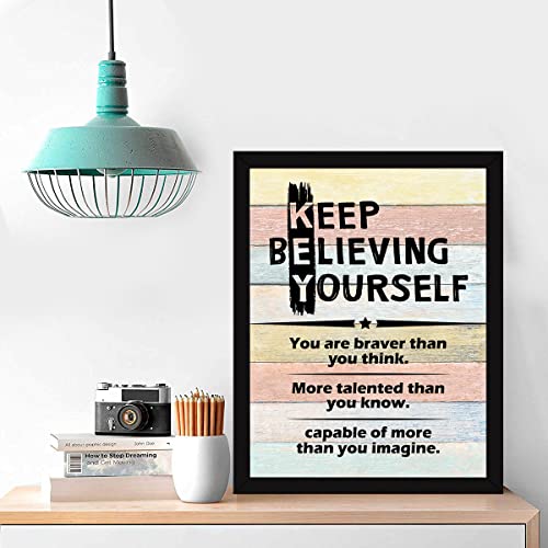 Chaka Chaundh - Inspirational Framed Posters – Motivational Quotes Wall Frames for OFFICE, STUDENT AND STUDY ROOM - Photos with Quotes - (14 X 11 Inches) (keep believing yourself - multicolor) - Image 4
