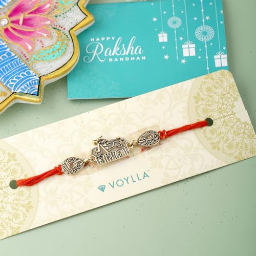 Image of VOYLLA Stylish Biker Bhai Rakhi With Roli Chawal Pack -Rakhi For Brother