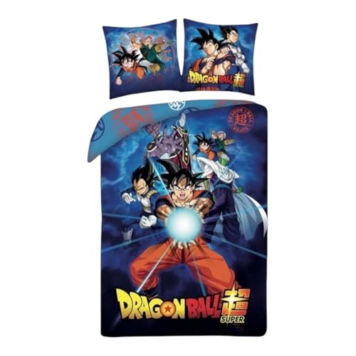 arlis Parure de Lit Dragon Ball Z Housse de Couette Réversible avec Taie d'oreiller, 2 Pièces (140x200 cm + 63x63 cm), 1 Personne (Parure Dragon Ball-a)