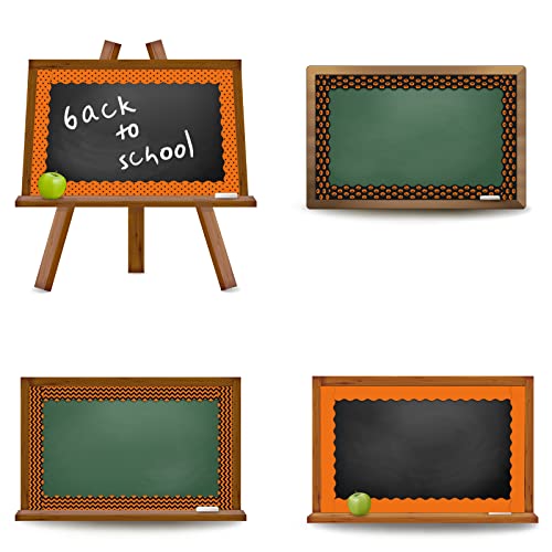Image of Whaline 69Ft Halloween Bulletin Board Borders 5 Design 60Pcs Pumpkin Decoration Borders Orange Black Trim Border Bulletin Board Stickers for School Classroom Office Halloween Party Decoration