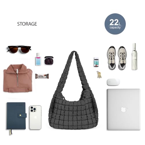 Image of ODODOS Quilted Carryall Tote Bag for Women Crossbody Hobo Lightweight Padding Shoulder Bag