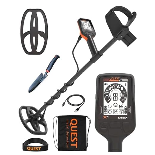 Quest X1 Metal Detector for Adults - Value Pack w/Coil Cover String Bag Digger, Fast Discrimination Speed, Built-in Battery Lightweight Doubled Coil for Coin Militaria Treasure Hunting Nail Test