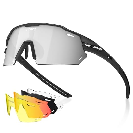 X-TIGER Polarized Cycling Glasses with 5 Interchangeable Lenses,MTB Biking Baseball Running Sports Sunglasses for Men Women