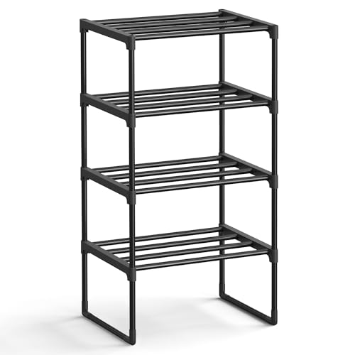 Image of SONGMICS Shoe Rack, 4-Tier Shoe Organizer, Metal Storage Shelf