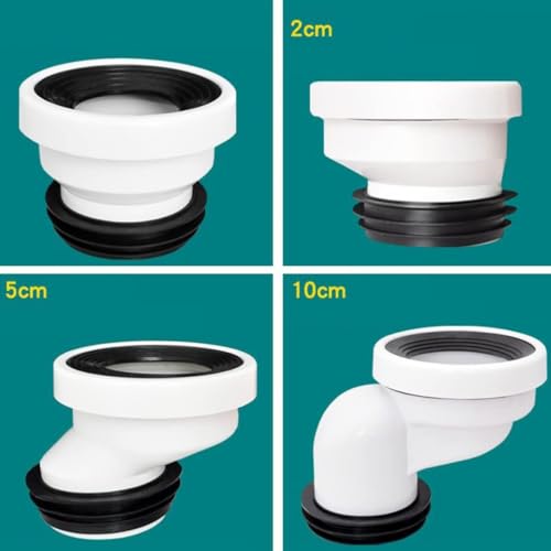 Ieron 5 cm Versetztes WC-Anschlussrohr - Kunststoff, Exzentrisch, Abgewinkelt, Starr - Rohrdüse, Abfluss, Gerader Exzenter, Anschlussarmatur