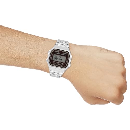 Image of Casio Vintage A168WA-5AYDF Brown Digital Dial Silver Stainless Steel Band D331
