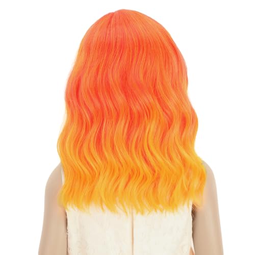 Image of PATTNIUM Flame Fire Wig Short Ombre Orange Wig for Women Cosplay Halloween Party Costume Synthetic Wigs