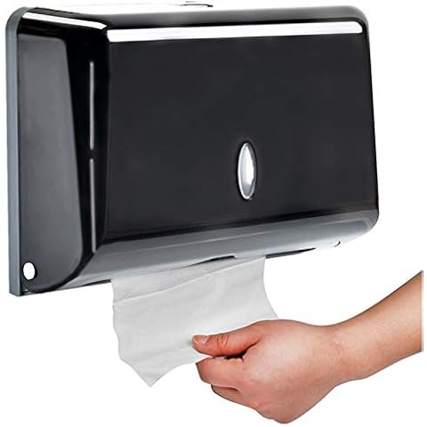 Paper Towel Dispensers, Commercial Toilet Tissue Dispensers Wall Mount Paper Towel Holder C-Fold/Multifold Paper Towel Dispenser for Bathroom, Kitchen(Black) Cover
