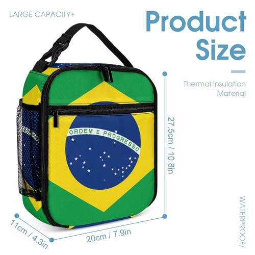 Backpack Bookbag Set Backpack with Lunch Box and Makeup Bag Travel Bookbag Daypack Set (Brazilian Brazil Flag)4