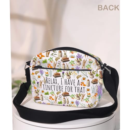 MAOFAED Mystical Herbs Theme Crossbody Bag for Herbalist, Herbalism Studies Present, Relax I Have A Tincture for That4