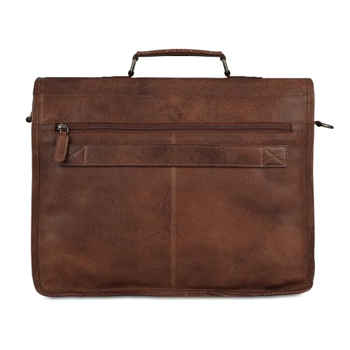 Image of Leather briefcase 18 inch laptop messenger bag for men and women best satchel office bag
