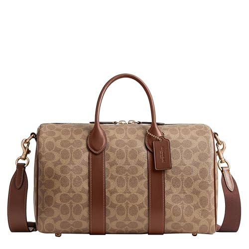 Coach Men's Compass 35 in Signature Coated Canvas, TAN Multi