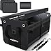 FORTEM Car Trunk Organizer, Foldable Cover, Waterproof Non Slip Bottom, Straps, Cargo Storage (2 Compartments, Black)