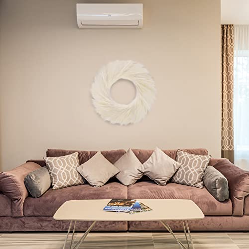 Ureymx 24'' Pampas Grass Wreath, Pampas Wreath, Boho Wreath, Artificial Pampas Wreath For All Seasons, Boho Wall Decor, Farmhouse Pampas Grass Garland (Beige, 1) #TOP6