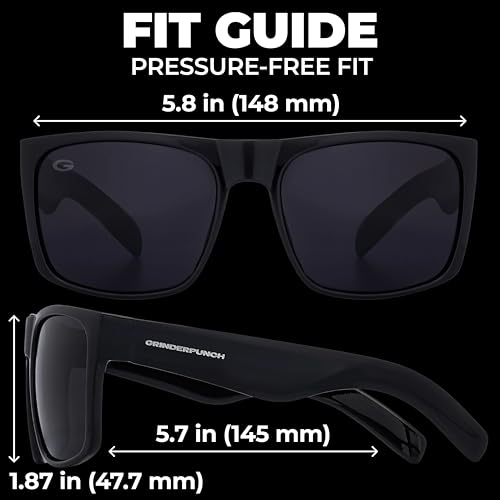 Image of grinderPUNCH XL XXL Sunglasses Men Big Head Extra Large Wide Polarized | Big Head XL XXL Regular Fit, Extra Wide Oversized Frame, Large Face, Polarized UV400 Lens, Driving Fishing Golf Sport