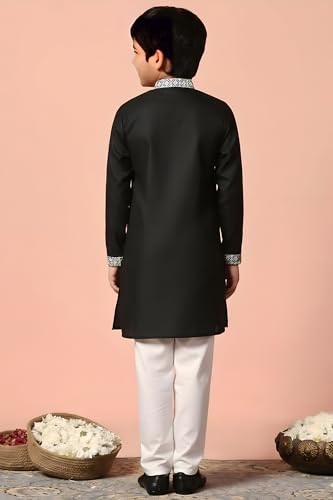 Image of Fashion Dream Boy's Chanderi Silk Embroidered Kurta Pajama Set|Boys Kurta Set|Kids Ethnic Set