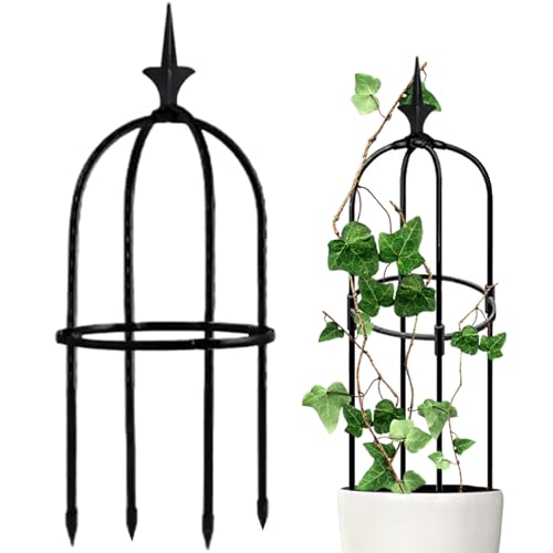 Soporte para plantas de hierro forjado con estructura de obelisco 8