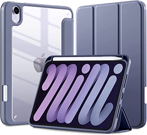 Image of SwooK Case for iPad mini 6 Case /iPad mini 6th Generation Case 2021 8.3 Inch with Pencil Holder, Hybrid Slim Clear Back Shell for iPad mini 6 Case (Light Purple, iPad mini 6 8.3 inch)