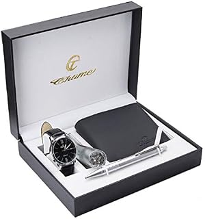 Gift Set Men's Watch Black - LED Lamp LED - Wallet - Pen