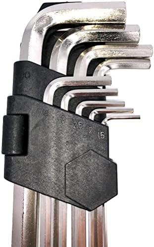 Long Metric Anti-Rust Hex Key Set, Allen Keys Wrench Set, Black Oxide Coated, Chrome-Vanadium Steel (9Pcs Straight End)
