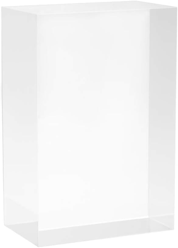 Clear Acrylic Display Block Set - 6"x4"x2.36" & 8"x8"x1" Diamond Polished Acrylic Cubes for Jewelry, Collectibles, Retail Showcase, Home Decor