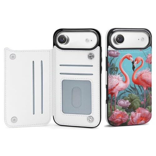Étui portefeuille iPhone 17 antichoc avec porte-cartes Flamingo