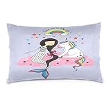 ALAZA Cute Mermaid Pillow Cases Standard Size Pillowcase 26 X 20 Inches Twin Sides Unicorn Rainbow G